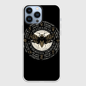 Чехол для iPhone 13 Pro Max с принтом Бабочка Мертвая голова в Кировске,  |  | background | black | butterfly | dead | drawing | fashion | graphics | head | illustration | mysticis | pentagram | picture | signs | spell | style | symbols | бабочка | голова | графика | заклинание | знаки | иллюстрация | картинка | мертвая | мистика | 