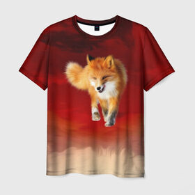 Мужская футболка 3D с принтом Огненная Лиса в Кировске, 100% полиэфир | прямой крой, круглый вырез горловины, длина до линии бедер | fire fox | firefox | fox | fox say | ylvis   the fox | главное фыр | кицунэ | лиза | лиса | лисичка | мемасики | мемы | огонь | фыр фыр | хитрая лиса | я хочу фырфыр