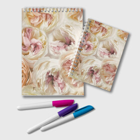 Блокнот с принтом Нежные Пионы в Кировске, 100% бумага | 48 листов, плотность листов — 60 г/м2, плотность картонной обложки — 250 г/м2. Листы скреплены удобной пружинной спиралью. Цвет линий — светло-серый
 | Тематика изображения на принте: букет | красивый | милый | пион | роза | розовый | розочка | свадебный | флористика | цветок | цветы