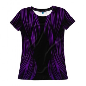 Женская футболка 3D с принтом Фиолетовые полосы в Кировске, 100% полиэфир ( синтетическое хлопкоподобное полотно) | прямой крой, круглый вырез горловины, длина до линии бедер | 