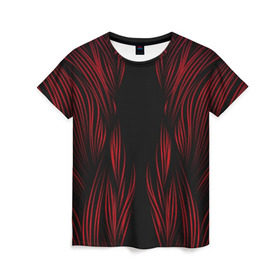 Женская футболка 3D с принтом Красные полосы в Кировске, 100% полиэфир ( синтетическое хлопкоподобное полотно) | прямой крой, круглый вырез горловины, длина до линии бедер | 