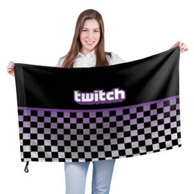 Флаг 3D с принтом Twitch (2) в Кировске, 100% полиэстер | плотность ткани — 95 г/м2, размер — 67 х 109 см. Принт наносится с одной стороны | 