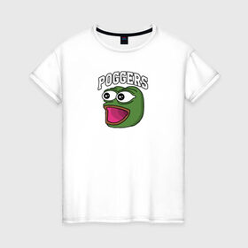 Женская футболка хлопок с принтом Pepe в Кировске, 100% хлопок | прямой крой, круглый вырез горловины, длина до линии бедер, слегка спущенное плечо | bad | dab | frog | good | kek | make pepe great again | pepe | sad | sad frog | vote for pepe | кек | лягушка | мем | мемы | пепе | со смыслом | фрог