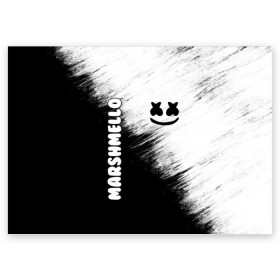 Поздравительная открытка с принтом Marshmello 3 в Кировске, 100% бумага | плотность бумаги 280 г/м2, матовая, на обратной стороне линовка и место для марки
 | dj | fortnite | marshmello | music | дж | зефир | маршмелоу | музыка | форнайт | фортнайт