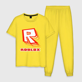 Мужская пижама хлопок с принтом Roblox в Кировске, 100% хлопок | брюки и футболка прямого кроя, без карманов, на брюках мягкая резинка на поясе и по низу штанин
 | play | roblox | детская | для детей | игра | онлайн | ребенку | роблокс | роболкс | симулятор