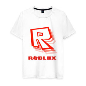 Мужская футболка хлопок с принтом Roblox в Кировске, 100% хлопок | прямой крой, круглый вырез горловины, длина до линии бедер, слегка спущенное плечо. | play | roblox | детская | для детей | игра | онлайн | ребенку | роблокс | роболкс | симулятор