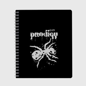 Тетрадь с принтом The Prodigy логотип в Кировске, 100% бумага | 48 листов, плотность листов — 60 г/м2, плотность картонной обложки — 250 г/м2. Листы скреплены сбоку удобной пружинной спиралью. Уголки страниц и обложки скругленные. Цвет линий — светло-серый
 | Тематика изображения на принте: 2019 | album | art | break | dance | logo | music | prodigy | брейк | граффити | группа | заставка | лого | логотип | музыка | муравей | новый альбом | обложка альбома | продиджи