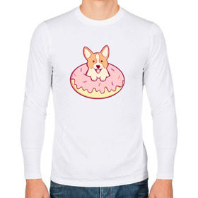 Мужской лонгслив хлопок с принтом Корги Пончик в Кировске, 100% хлопок |  | dog | donut | kawaii | вкусняшка | выпечка | еда | лапочка | милый | мимими | пес | песик | сладкий | собака | щенок