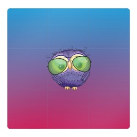 Магнитный плакат 3Х3 с принтом фиолетовая сова в Кировске, Полимерный материал с магнитным слоем | 9 деталей размером 9*9 см | Тематика изображения на принте: 