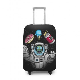 Чехол для чемодана 3D с принтом Гомер в космосе в Кировске, 86% полиэфир, 14% спандекс | двустороннее нанесение принта, прорези для ручек и колес | bart | homer | lisa | simpsons | space | барт | гомер | космос | пончик | симпсоны