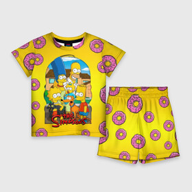 Детский костюм с шортами 3D с принтом Симпсоны (2) в Кировске,  |  | Тематика изображения на принте: bart | homer | lisa | simpsons | барт | гомер | лиза | мардж | пончик | симпсоны