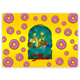 Поздравительная открытка с принтом Симпсоны (3) в Кировске, 100% бумага | плотность бумаги 280 г/м2, матовая, на обратной стороне линовка и место для марки
 | Тематика изображения на принте: bart | homer | lisa | simpsons | барт | гомер | лиза | мардж | пончик | симпсоны