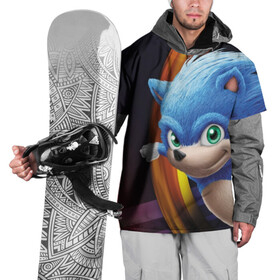 Накидка на куртку 3D с принтом Sonic  в Кировске, 100% полиэстер |  | Тематика изображения на принте: blue | hedgehog | movie | sonic | ёжик | синий | соник | фильм