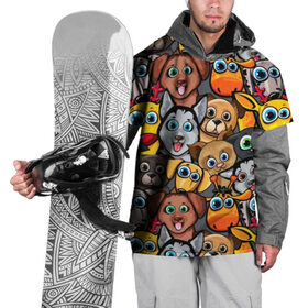 Накидка на куртку 3D с принтом Веселые собаки в Кировске, 100% полиэстер |  | бульдог | голубые глаза | доберман | животные | жирафы | котики | милые | олени | разноцветные | собаки | хаски | яркие