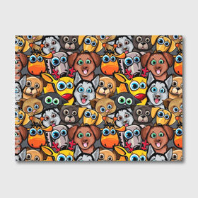 Альбом для рисования с принтом Веселые собаки в Кировске, 100% бумага
 | матовая бумага, плотность 200 мг. | Тематика изображения на принте: бульдог | голубые глаза | доберман | животные | жирафы | котики | милые | олени | разноцветные | собаки | хаски | яркие