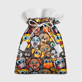 Подарочный 3D мешок с принтом Веселые собаки в Кировске, 100% полиэстер | Размер: 29*39 см | бульдог | голубые глаза | доберман | животные | жирафы | котики | милые | олени | разноцветные | собаки | хаски | яркие