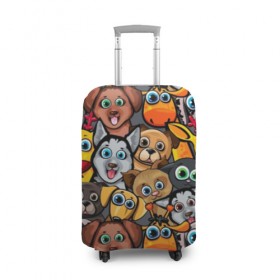 Чехол для чемодана 3D с принтом Веселые собаки в Кировске, 86% полиэфир, 14% спандекс | двустороннее нанесение принта, прорези для ручек и колес | бульдог | голубые глаза | доберман | животные | жирафы | котики | милые | олени | разноцветные | собаки | хаски | яркие