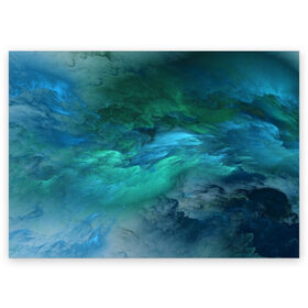 Поздравительная открытка с принтом Изумрудные Облака в Кировске, 100% бумага | плотность бумаги 280 г/м2, матовая, на обратной стороне линовка и место для марки
 | abstraction | абстракция | голубые | живопись | искусство | космос | краска | краски | облако | пар | природа | смешение красок | созвездие | стихия | туман | туманность