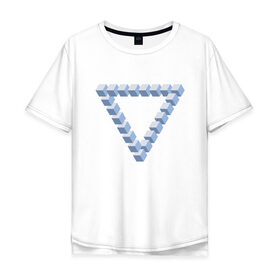 Мужская футболка хлопок Oversize с принтом Объемная геометрия в Кировске, 100% хлопок | свободный крой, круглый ворот, “спинка” длиннее передней части | абстракция | геометрия | иллюзия | тренд | треугольник | треугольники