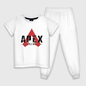Детская пижама хлопок с принтом Apex Legends Logo в Кировске, 100% хлопок |  брюки и футболка прямого кроя, без карманов, на брюках мягкая резинка на поясе и по низу штанин
 | Тематика изображения на принте: apex | apex legends | bangalor | bloodhound | caustic | gibraltar | legends | lifeline | logo | mirage | pathfinder | titanfall | wraith | апекс