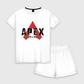 Женская пижама с шортиками хлопок с принтом Apex Legends Logo в Кировске, 100% хлопок | футболка прямого кроя, шорты свободные с широкой мягкой резинкой | apex | apex legends | bangalor | bloodhound | caustic | gibraltar | legends | lifeline | logo | mirage | pathfinder | titanfall | wraith | апекс