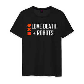 Мужская футболка хлопок с принтом Любовь, смерть и роботы в Кировске, 100% хлопок | прямой крой, круглый вырез горловины, длина до линии бедер, слегка спущенное плечо. | death | robots | лого | логотип | любовь | роботы