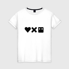 Женская футболка хлопок с принтом LDR в Кировске, 100% хлопок | прямой крой, круглый вырез горловины, длина до линии бедер, слегка спущенное плечо | death | love death + robots | netflix | robots | любовь | нетфликс | роботы | сериал