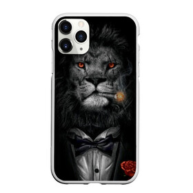 Чехол для iPhone 11 Pro матовый с принтом Лев в смокинге в Кировске, Силикон |  | бабочка | грива | грозный | лев | роза | серьезный | хищник | царь | церь зверей