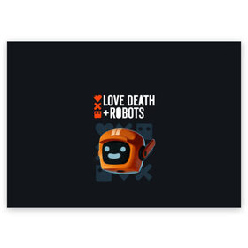 Поздравительная открытка с принтом Love, Death & Robots в Кировске, 100% бумага | плотность бумаги 280 г/м2, матовая, на обратной стороне линовка и место для марки
 | Тематика изображения на принте: cartoon | death | fantasy | heavy | horror | metal | miller | netflix | robots | tim | witness | любовь | миллер | мультфильм | робот | роботы | тим | ужасы | фэнтези