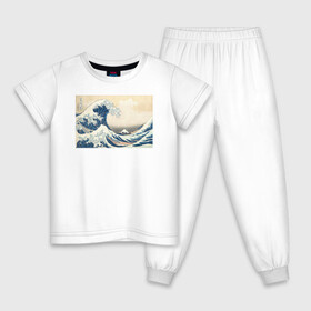 Детская пижама хлопок с принтом Большая волна в Кировске, 100% хлопок |  брюки и футболка прямого кроя, без карманов, на брюках мягкая резинка на поясе и по низу штанин
 | большая волна | искусство | канагава