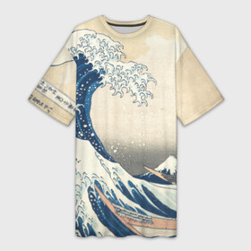 Платье-футболка 3D с принтом Большая волна в Канагаве в Кировске,  |  | арт | большая волна | в канагаве | гравюра | искусство | канагава | кацусики хокусай | япония
