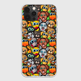 Чехол для iPhone 12 Pro Max с принтом Веселые собачки в Кировске, Силикон |  | Тематика изображения на принте: бульдог | голубые глаза | доберман | животные | жирафы | котики | милые | олени | разноцветные | собаки | хаски | яркие