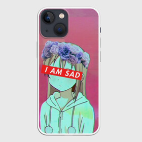 Чехол для iPhone 13 mini с принтом Sadness в Кировске,  |  | anime | cartoon | girl | girls | sad | sadness | trend | vaporwave | аниме | грусть | девушки | мультики | мультфильмы | тренды