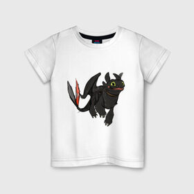 Детская футболка хлопок с принтом ночная фурия в Кировске, 100% хлопок | круглый вырез горловины, полуприлегающий силуэт, длина до линии бедер | how to train your dragon | night fury | беззубик | дракон | как приручить дракона | ночная фурия