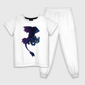 Детская пижама хлопок с принтом ночная фурия в Кировске, 100% хлопок |  брюки и футболка прямого кроя, без карманов, на брюках мягкая резинка на поясе и по низу штанин
 | how to train your dragon | night fury | беззубик | дракон | как приручить дракона | ночная фурия