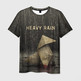 Мужская футболка 3D с принтом Heavy Rain в Кировске, 100% полиэфир | прямой крой, круглый вырез горловины, длина до линии бедер | 