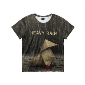 Детская футболка 3D с принтом Heavy Rain в Кировске, 100% гипоаллергенный полиэфир | прямой крой, круглый вырез горловины, длина до линии бедер, чуть спущенное плечо, ткань немного тянется | 