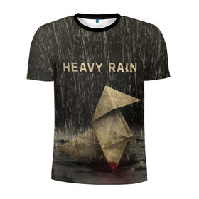 Мужская футболка 3D спортивная с принтом Heavy Rain в Кировске, 100% полиэстер с улучшенными характеристиками | приталенный силуэт, круглая горловина, широкие плечи, сужается к линии бедра | 