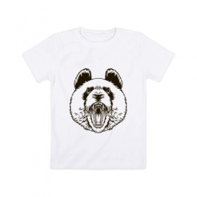Детская футболка хлопок с принтом Angry Panda в Кировске, 100% хлопок | круглый вырез горловины, полуприлегающий силуэт, длина до линии бедер | panda | животные | злая панда | зло | панда | природа