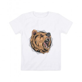 Детская футболка хлопок с принтом Angry bear в Кировске, 100% хлопок | круглый вырез горловины, полуприлегающий силуэт, длина до линии бедер | bear | злой медведь | медведь | природа