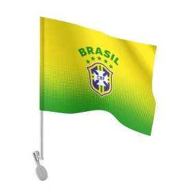 Флаг для автомобиля с принтом Бразилия в Кировске, 100% полиэстер | Размер: 30*21 см | brasil | brazil | бразилия | бразильская сборная | сборная бразилии | сборная бразилии по футболу | сборные | форма | футбол | футбольные сборные | чемпиона | чемпионат мира