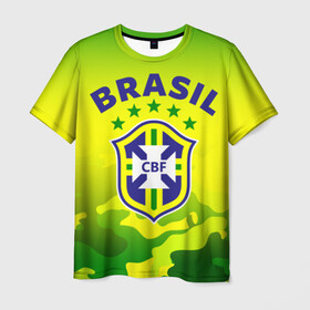 Мужская футболка 3D с принтом Бразилия в Кировске, 100% полиэфир | прямой крой, круглый вырез горловины, длина до линии бедер | brasil | brazil | бразилия | бразильская сборная | сборная бразилии | сборная бразилии по футболу | сборные | форма | футбол | футбольные сборные | чемпиона | чемпионат мира