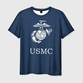 Мужская футболка 3D с принтом United States Marine Corps в Кировске, 100% полиэфир | прямой крой, круглый вырез горловины, длина до линии бедер | Тематика изображения на принте: u.s. army | u.s. navy | армия | морская пехота