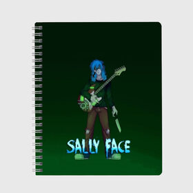 Тетрадь с принтом Sally Face в Кировске, 100% бумага | 48 листов, плотность листов — 60 г/м2, плотность картонной обложки — 250 г/м2. Листы скреплены сбоку удобной пружинной спиралью. Уголки страниц и обложки скругленные. Цвет линий — светло-серый
 | sally face | игра | компьютерная игра | лицо | маска | протез | салли фейс | школа | шрамы