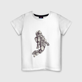 Детская футболка хлопок с принтом Космонавт в Кировске, 100% хлопок | круглый вырез горловины, полуприлегающий силуэт, длина до линии бедер | 12 апреля | cosmonaut | space | апрель | астронавт | гагарин | космонавт | космонавтики | космос | юрий гагарин