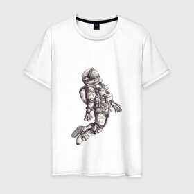 Мужская футболка хлопок с принтом Космонавт в Кировске, 100% хлопок | прямой крой, круглый вырез горловины, длина до линии бедер, слегка спущенное плечо. | 12 апреля | cosmonaut | space | апрель | астронавт | гагарин | космонавт | космонавтики | космос | юрий гагарин
