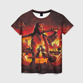 Женская футболка 3D с принтом Hellboy Demon в Кировске, 100% полиэфир ( синтетическое хлопкоподобное полотно) | прямой крой, круглый вырез горловины, длина до линии бедер | 