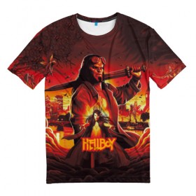 Мужская футболка 3D с принтом Hellboy Demon в Кировске, 100% полиэфир | прямой крой, круглый вырез горловины, длина до линии бедер | Тематика изображения на принте: 