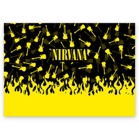 Поздравительная открытка с принтом NIRVANA в Кировске, 100% бумага | плотность бумаги 280 г/м2, матовая, на обратной стороне линовка и место для марки
 | like nirvana | nirvana | nirvana smells | nirvana spirit | nirvana teen | teen spirit | курт кобейн | нирвана | нирвана like. | нирвана smells