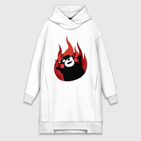 Платье-худи хлопок с принтом Kumamon поджигает в Кировске,  |  | fire | for | glory | hell | japan | of course | ofc | satan | the | иероглифы | кумамон | медведь | огонь | пожар | япония